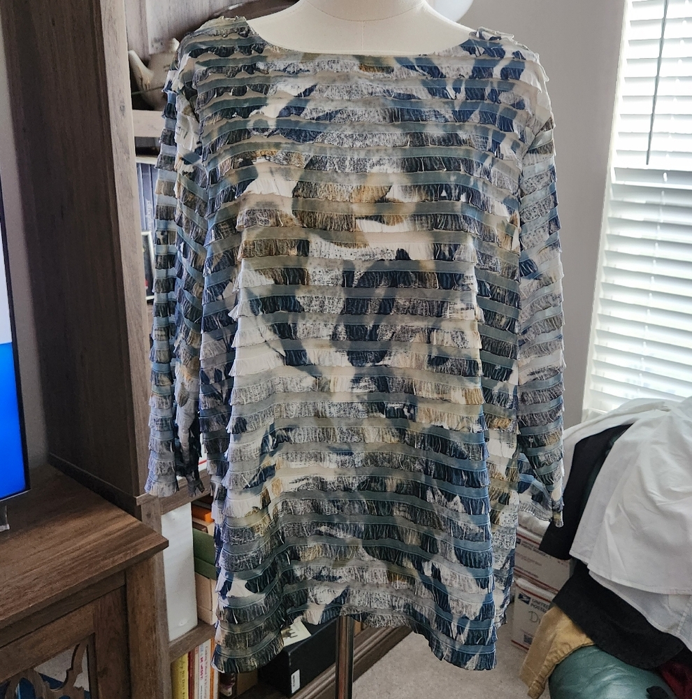 Coldwater Creek Woman Stylish Multicolor 3/4 Length Sleeves Top 2X W-866